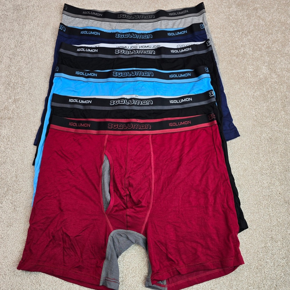 IGOLUMON Mens Bamboo Rayon Boxer Briefs 3XL Multi Color 5 Pack Stretch Underwear